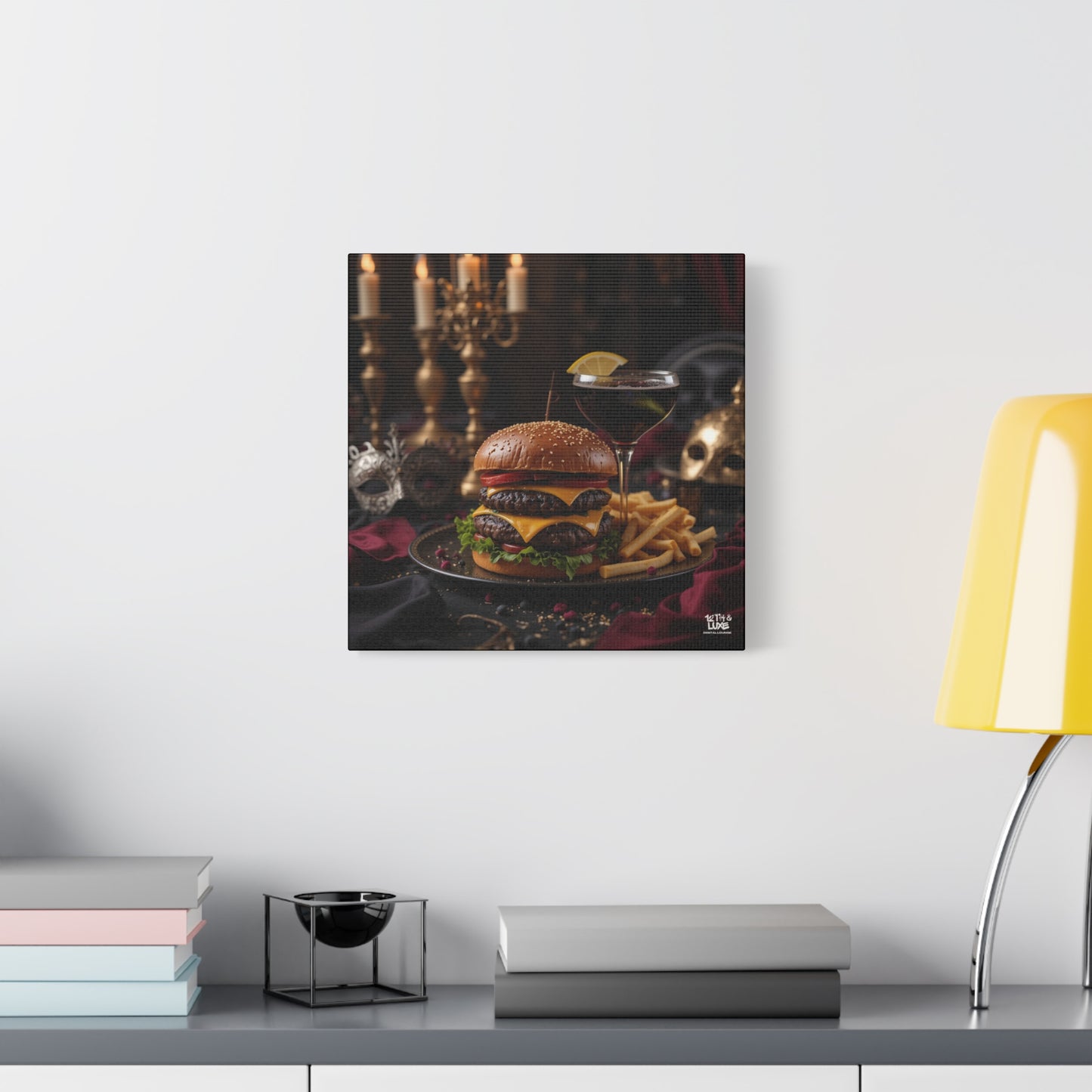Cheese Burger with a side of French Fries, Matte Canvas, Stretched, 1.25"