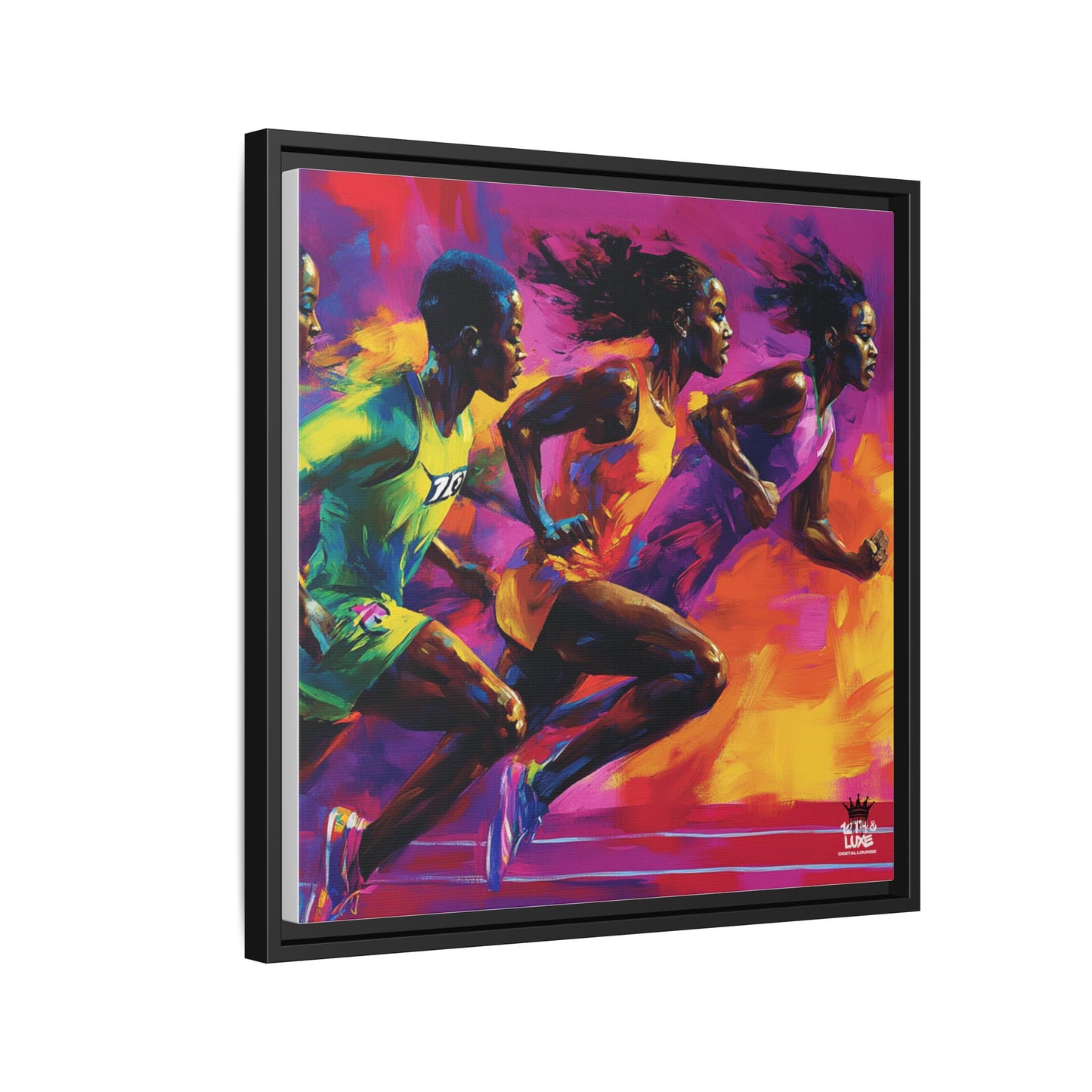 Inspired by the iconic artist Ernie Barnes, "Runners" - Canvas Art