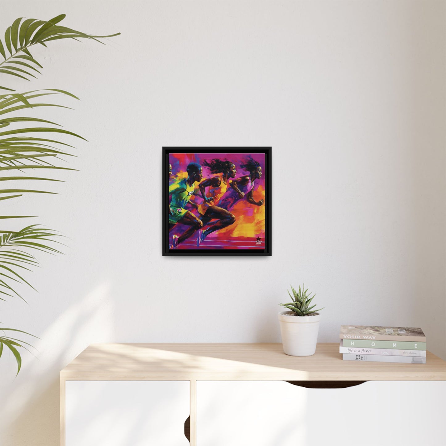 Inspired by the iconic artist Ernie Barnes, "Runners" - Canvas Art