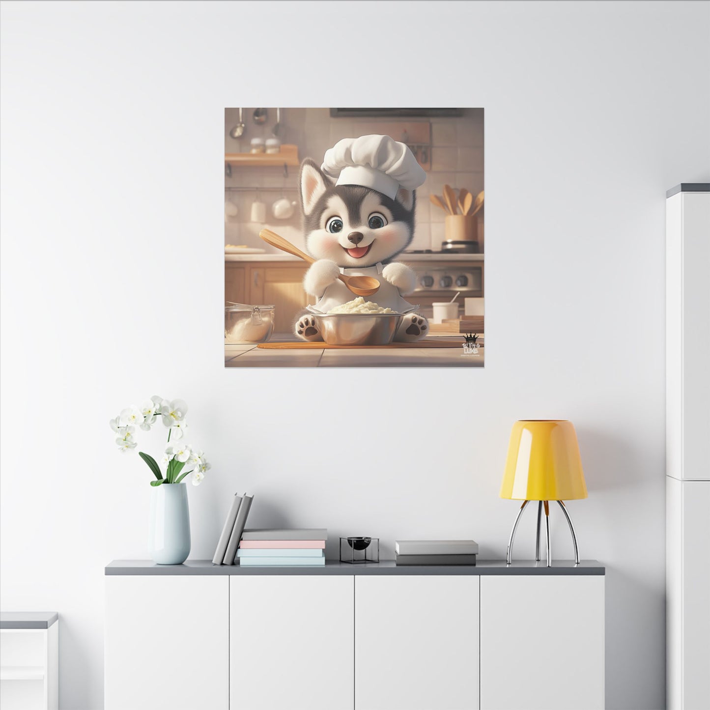 Siberian Husky Puppy Chef Canvas Art