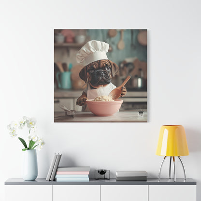 Bullmastiff Puppy Chef Canvas Art