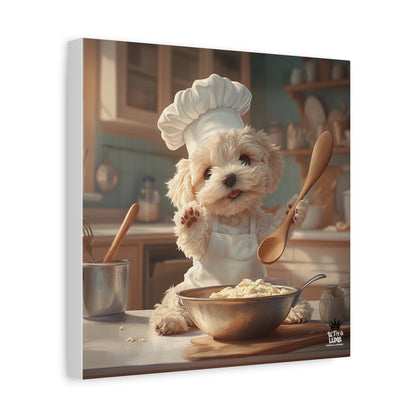 Maltipoo Puppy Chef Canvas Art