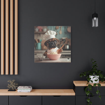 Bullmastiff Puppy Chef Canvas Art