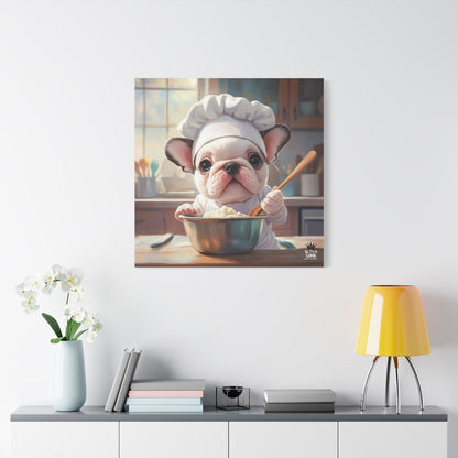 Bulldog Puppy Chef Canvas Art