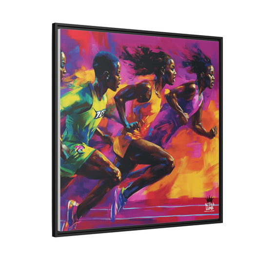 Inspired by the iconic artist Ernie Barnes, "Runners" - Canvas Art
