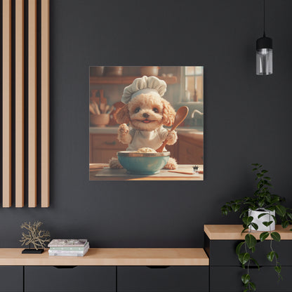 Poodle Puppy Chef Canvas Art