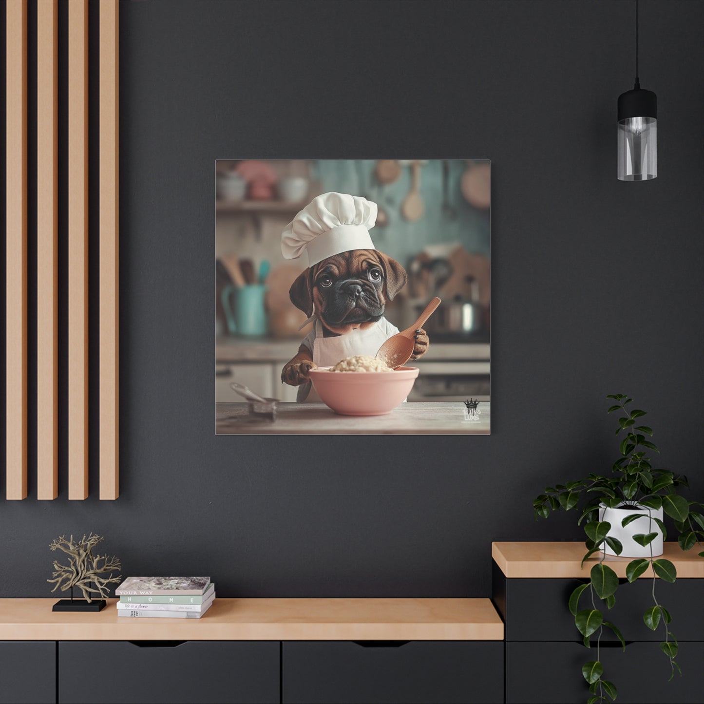 Bullmastiff Puppy Chef Canvas Art