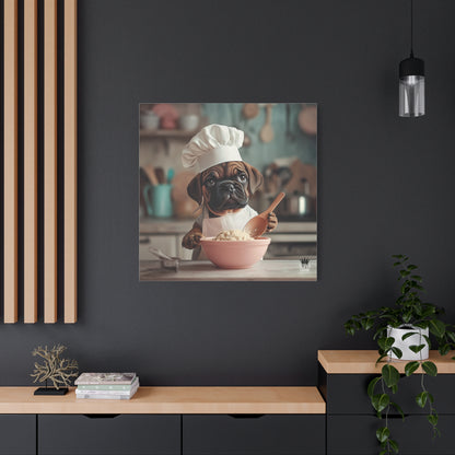 Bullmastiff Puppy Chef Canvas Art
