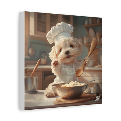 Maltipoo Puppy Chef Canvas Art