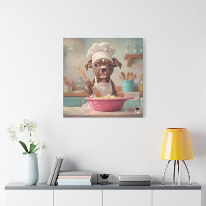 Pit Bull Terrier Puppy Chef Canvas Art
