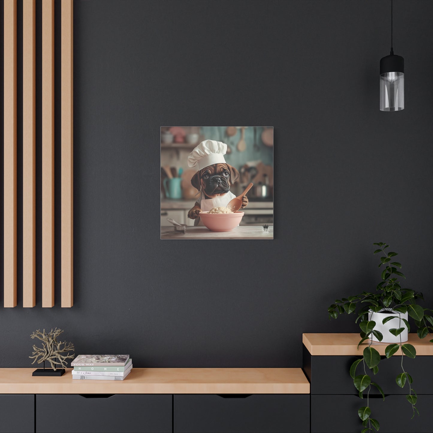 Bullmastiff Puppy Chef Canvas Art