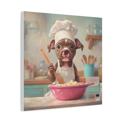 Pit Bull Terrier Puppy Chef Canvas Art