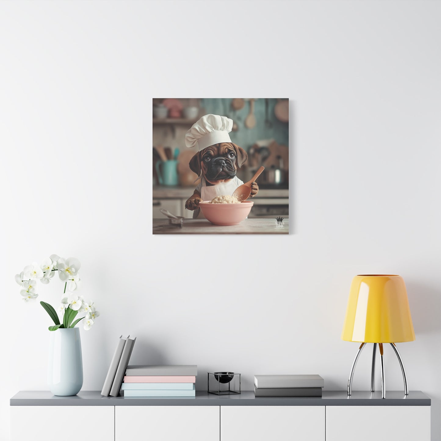 Bullmastiff Puppy Chef Canvas Art
