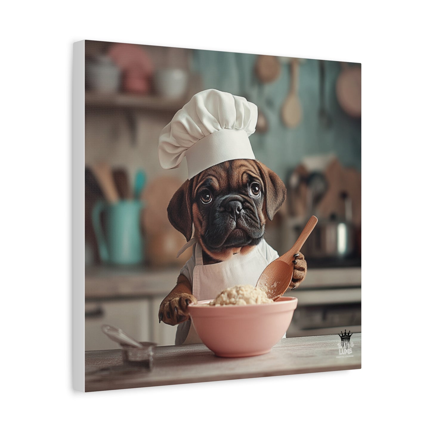 Bullmastiff Puppy Chef Canvas Art