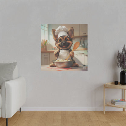 German Shepherd Puppy Chef Canvas Art