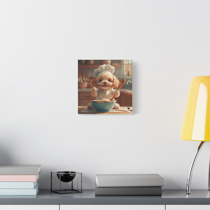 Poodle Puppy Chef Canvas Art