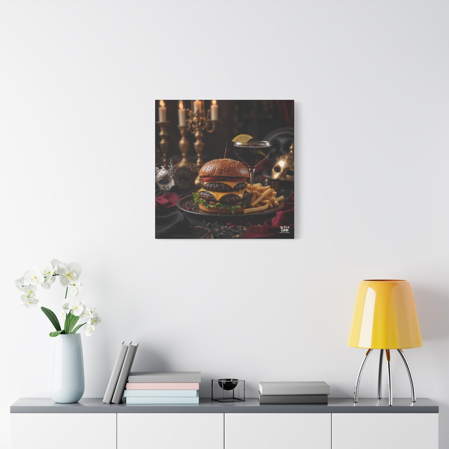 Cheese Burger with a side of French Fries, Matte Canvas, Stretched, 1.25"
