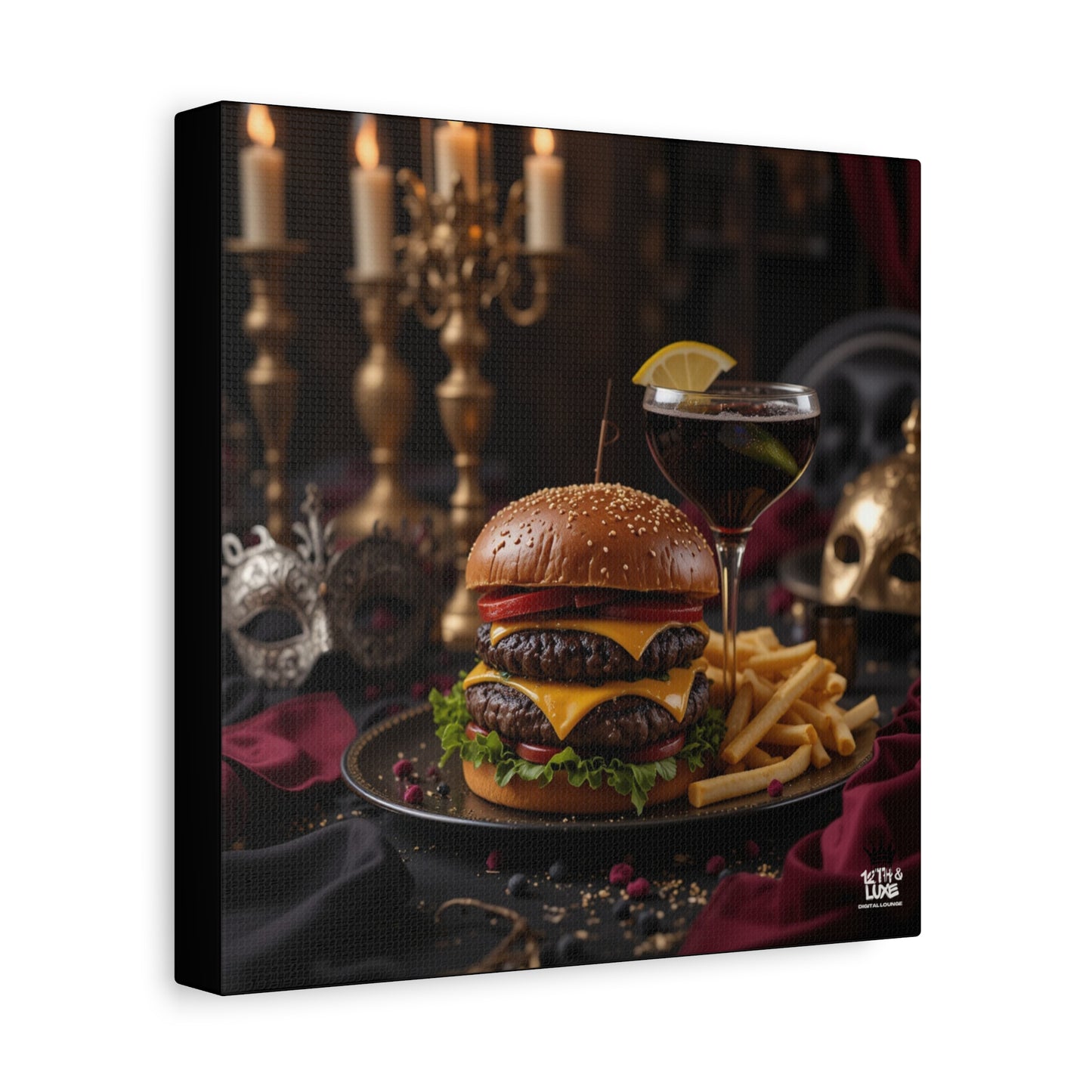 Cheese Burger with a side of French Fries, Matte Canvas, Stretched, 1.25"