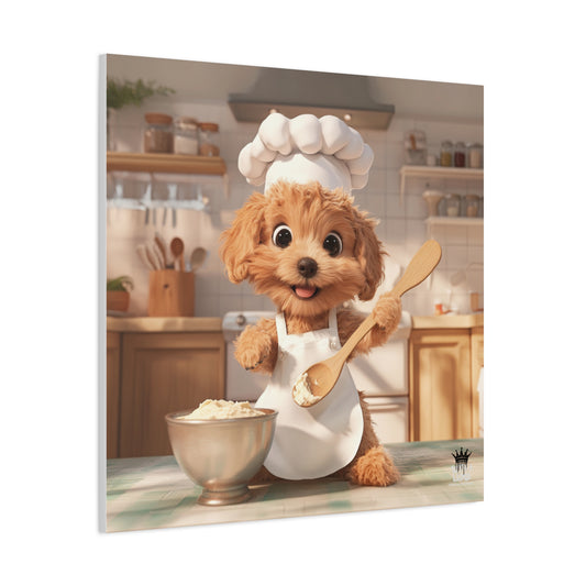 Adorable Chef Puppy Canvas Print - Cute Dog Art for Home Decor