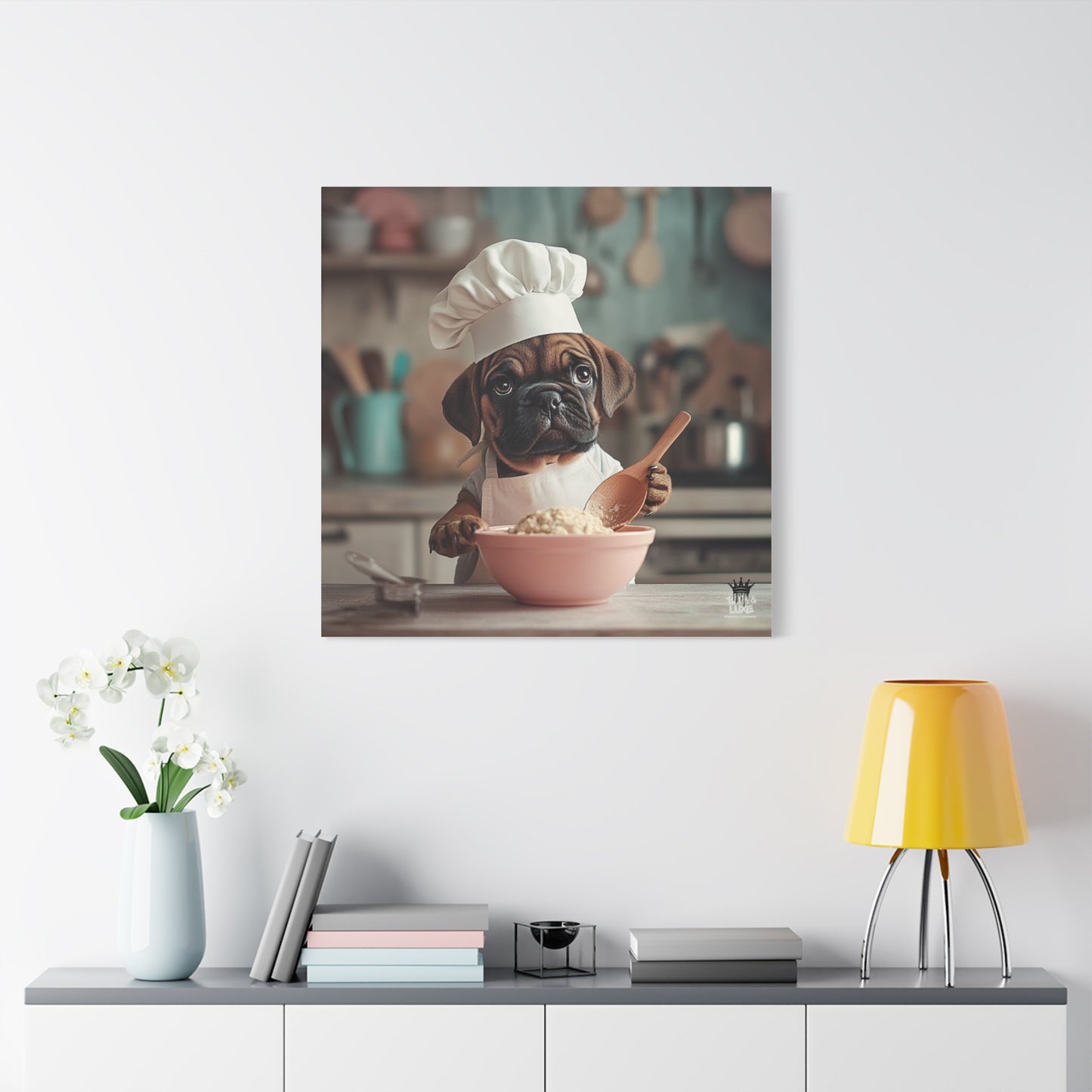 Bullmastiff Puppy Chef Canvas Art