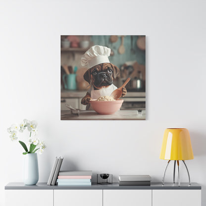 Bullmastiff Puppy Chef Canvas Art
