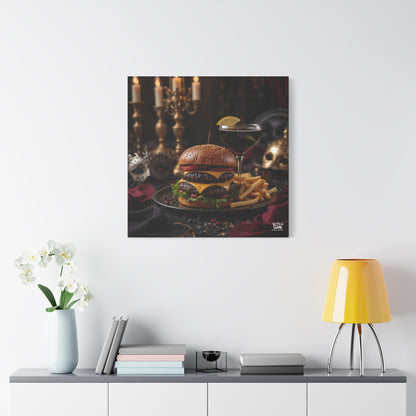 Cheese Burger with a side of French Fries, Matte Canvas, Stretched, 1.25"