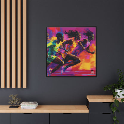 Inspired by the iconic artist Ernie Barnes, "Runners" - Canvas Art