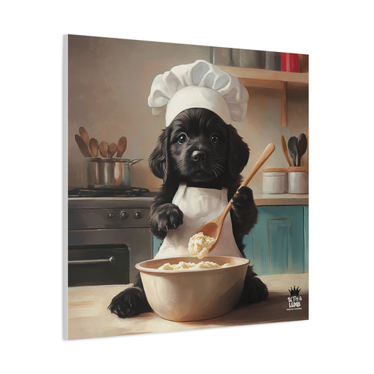 Black Lab Puppy Chef Canvas Art