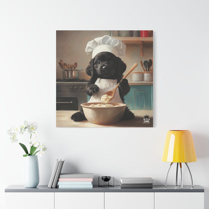 Black Lab Puppy Chef Canvas Art