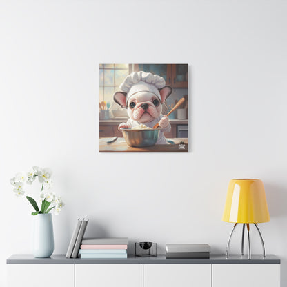 Bulldog Puppy Chef Canvas Art