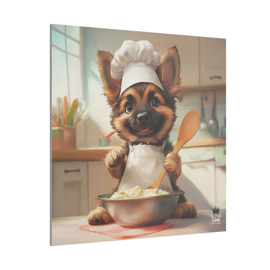 German Shepherd Puppy Chef Canvas Art