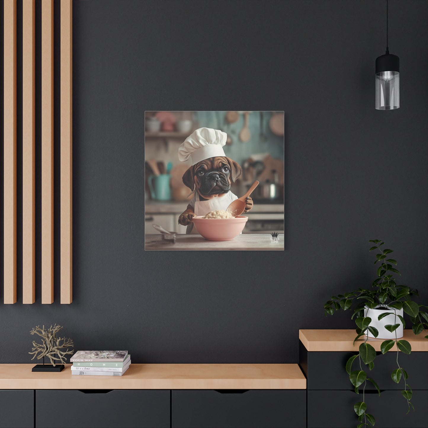 Bullmastiff Puppy Chef Canvas Art