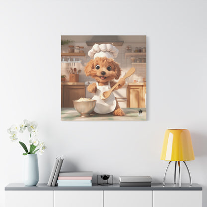 Adorable Chef Puppy Canvas Print - Cute Dog Art for Home Decor