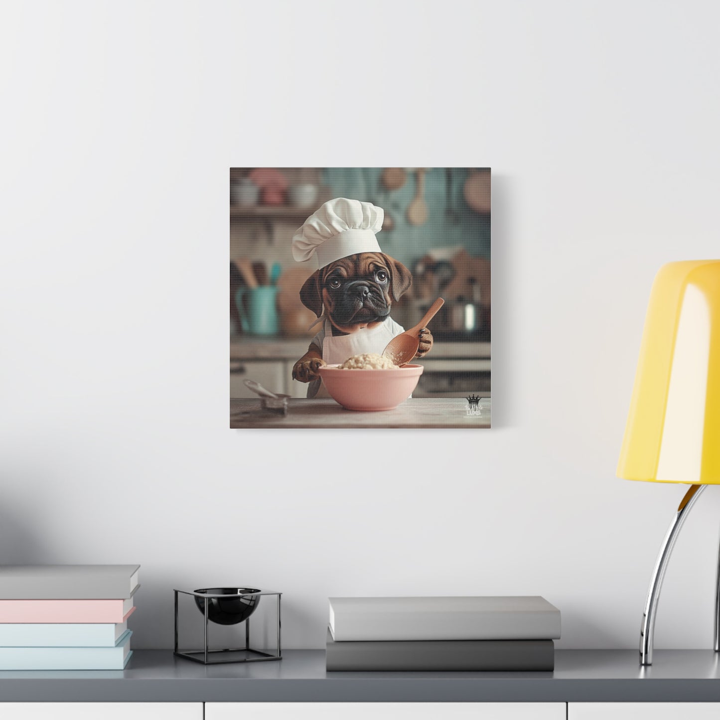 Bullmastiff Puppy Chef Canvas Art