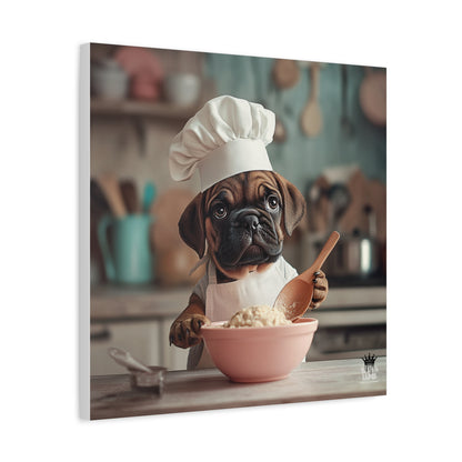 Bullmastiff Puppy Chef Canvas Art