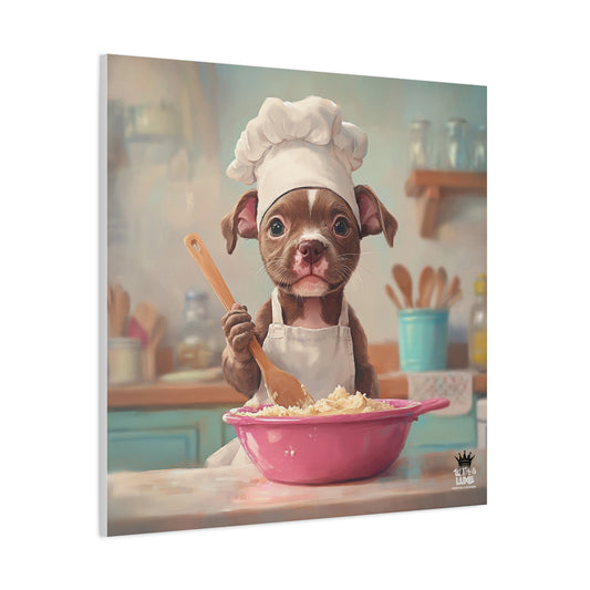 Pit Bull Terrier Puppy Chef Canvas Art