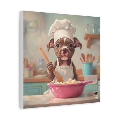 Pit Bull Terrier Puppy Chef Canvas Art