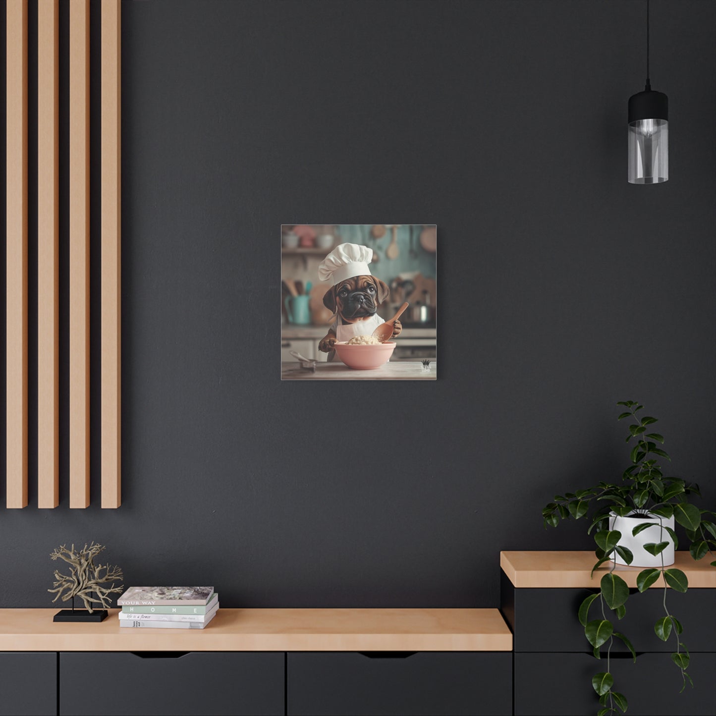 Bullmastiff Puppy Chef Canvas Art