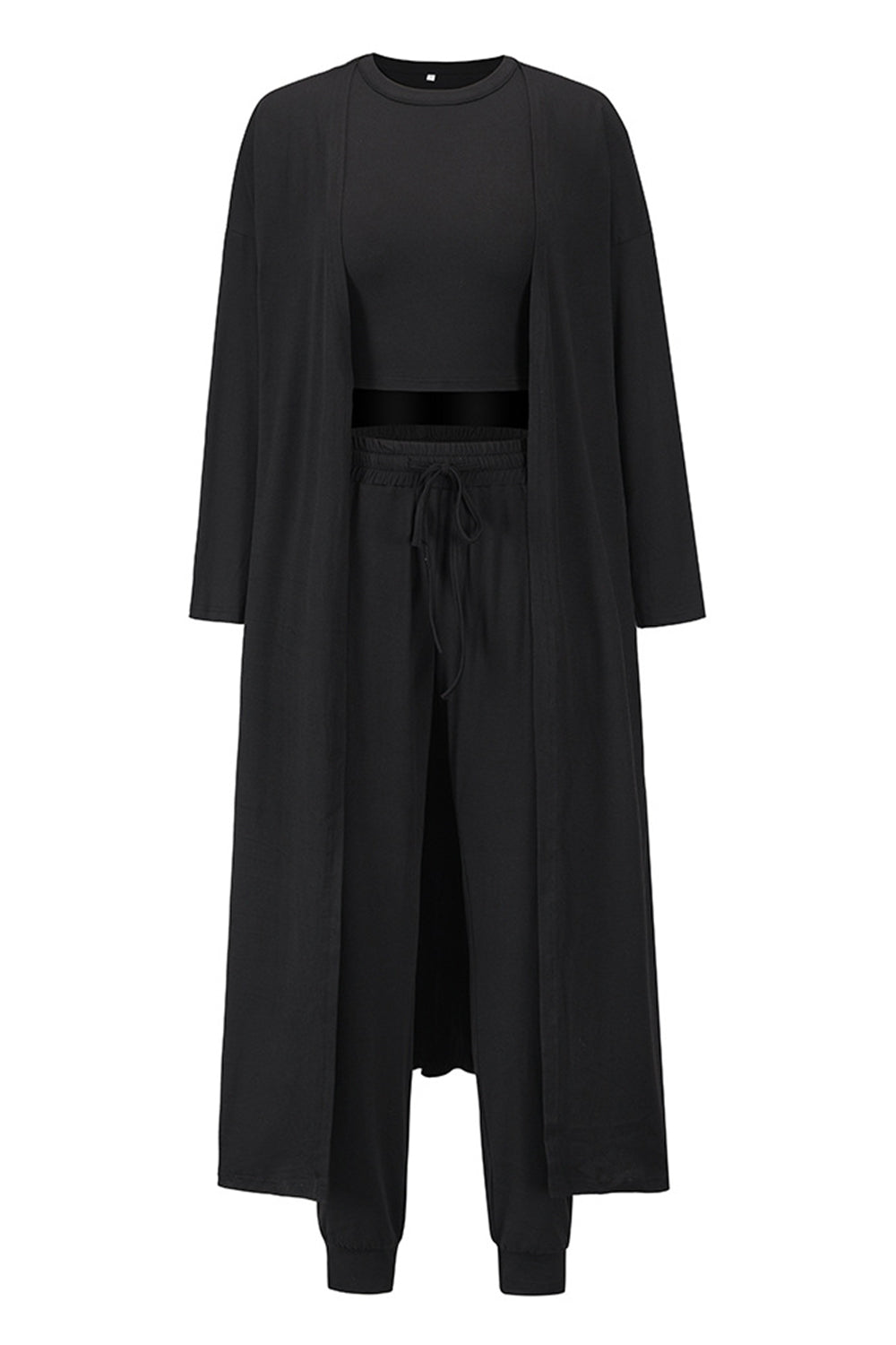 Conjunto de camiseta de tirantes, pantalón y cárdigan con bolsillos