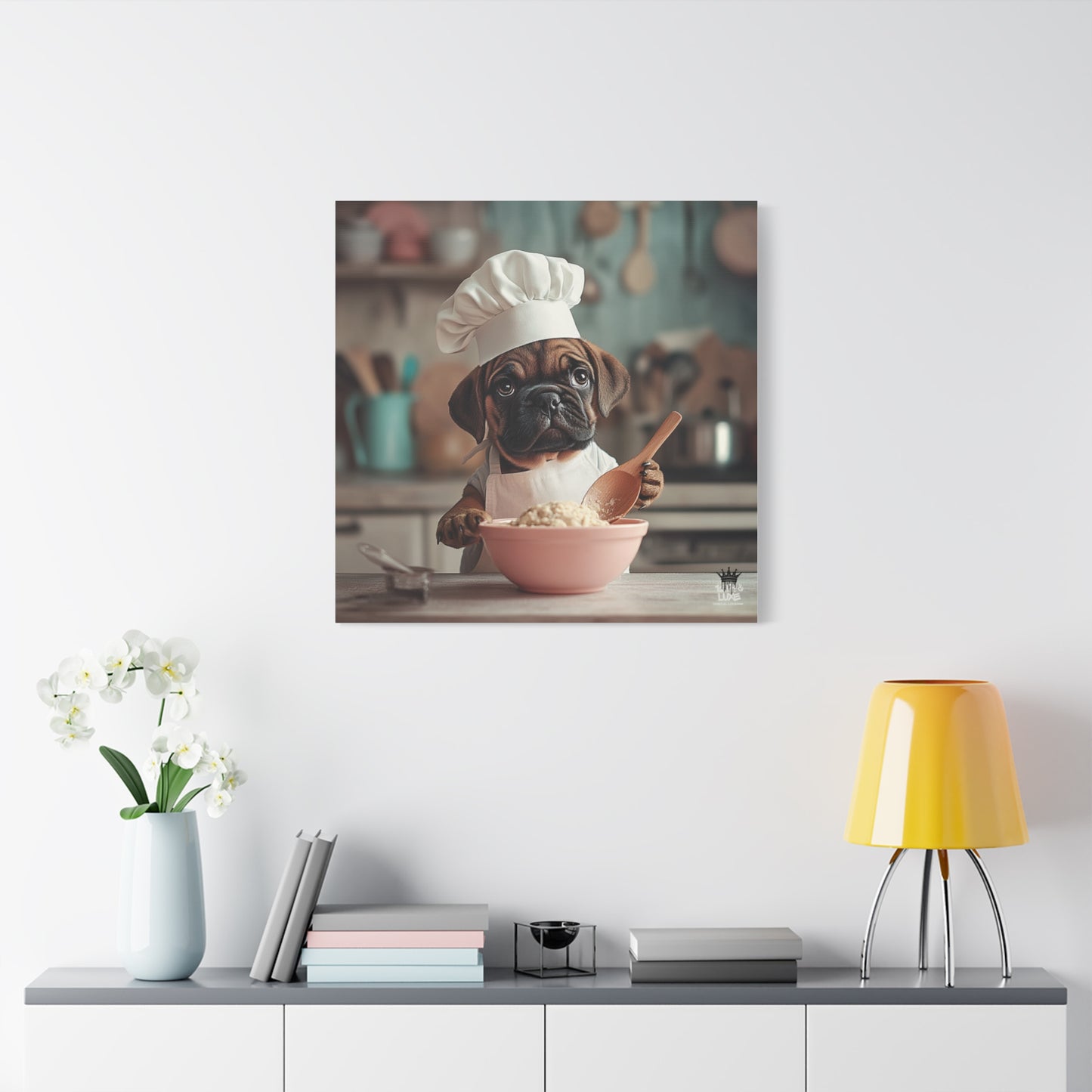 Bullmastiff Puppy Chef Canvas Art
