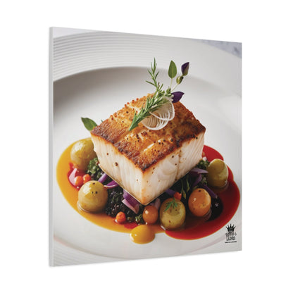 Gourmet Halibut Dish, Matte Canvas, Stretched, 1.25"