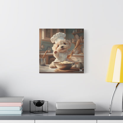 Maltipoo Puppy Chef Canvas Art
