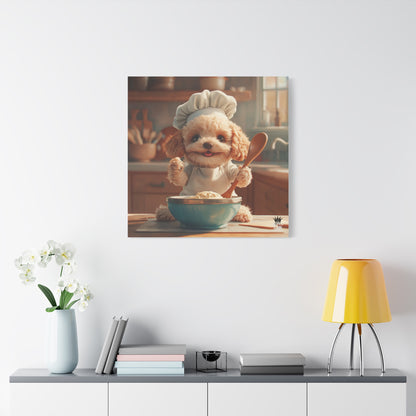 Poodle Puppy Chef Canvas Art