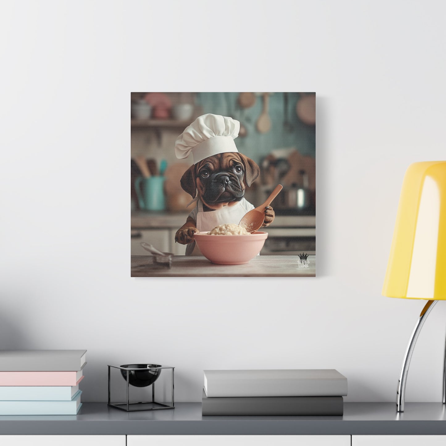Bullmastiff Puppy Chef Canvas Art