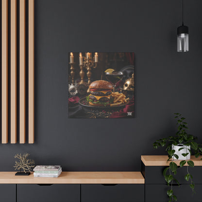 Cheese Burger with a side of French Fries, Matte Canvas, Stretched, 1.25"