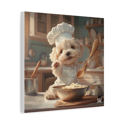 Maltipoo Puppy Chef Canvas Art