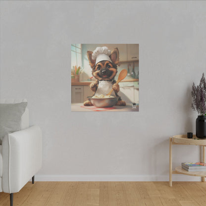 German Shepherd Puppy Chef Canvas Art