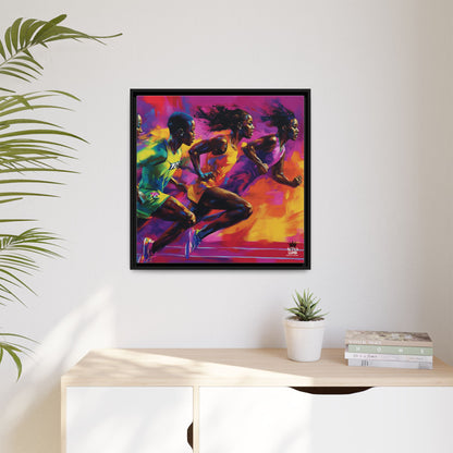 Inspired by the iconic artist Ernie Barnes, "Runners" - Canvas Art