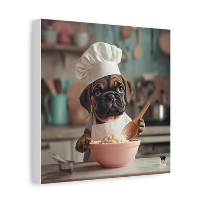 Bullmastiff Puppy Chef Canvas Art