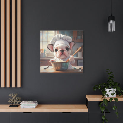 Bulldog Puppy Chef Canvas Art